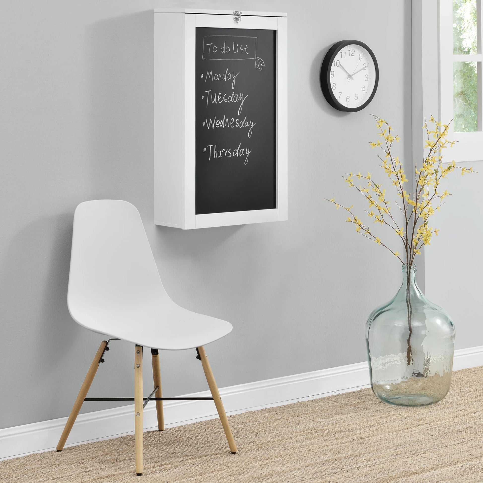 In And OutdoorMatch Klaptafel Ian - Eettafel - Voor Wandmontage - Met Krijtbord - Wit - MDF - Modern Design Eettafel/ Eetkamertafel