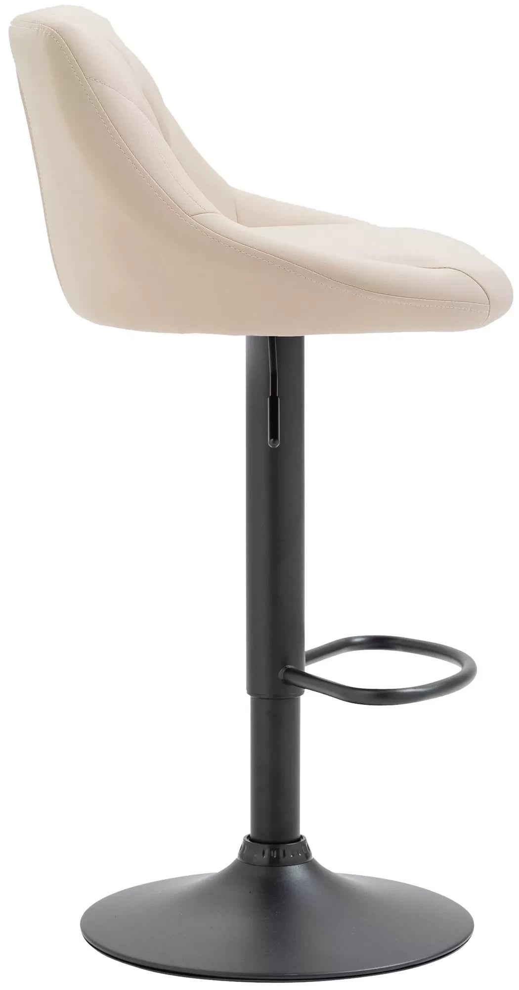 In And OutdoorMatch Leren barkruk Ursula - Creme zwart - Zithoogte 60-81 cm - Ergonomische barstoelen - In hoogte verstelbaar - Set van 1 - Met rugleuning - Voor keuken en bar Barkrukken / hocker