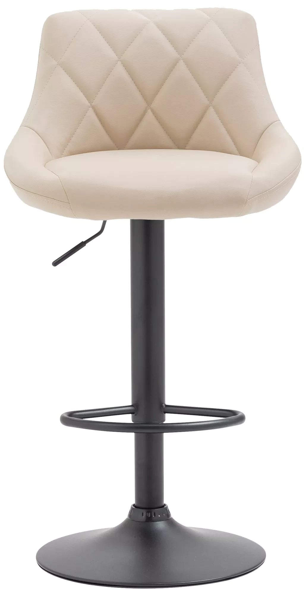 In And OutdoorMatch Leren barkruk Ursula - Creme zwart - Zithoogte 60-81 cm - Ergonomische barstoelen - In hoogte verstelbaar - Set van 1 - Met rugleuning - Voor keuken en bar Barkrukken / hocker