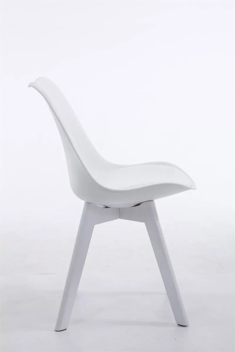 In And OutdoorMatch Leren vergaderstoel Gregg - Wit - Zonder armleuning - Bezoekersstoel - Kantinestoel - Wachtkamerstoel - Eetkamerstoel - 47cm Eetkamerstoel