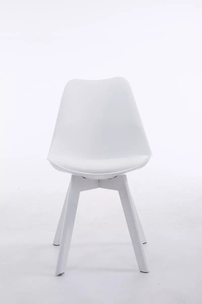 In And OutdoorMatch Leren vergaderstoel Gregg - Wit - Zonder armleuning - Bezoekersstoel - Kantinestoel - Wachtkamerstoel - Eetkamerstoel - 47cm Eetkamerstoel