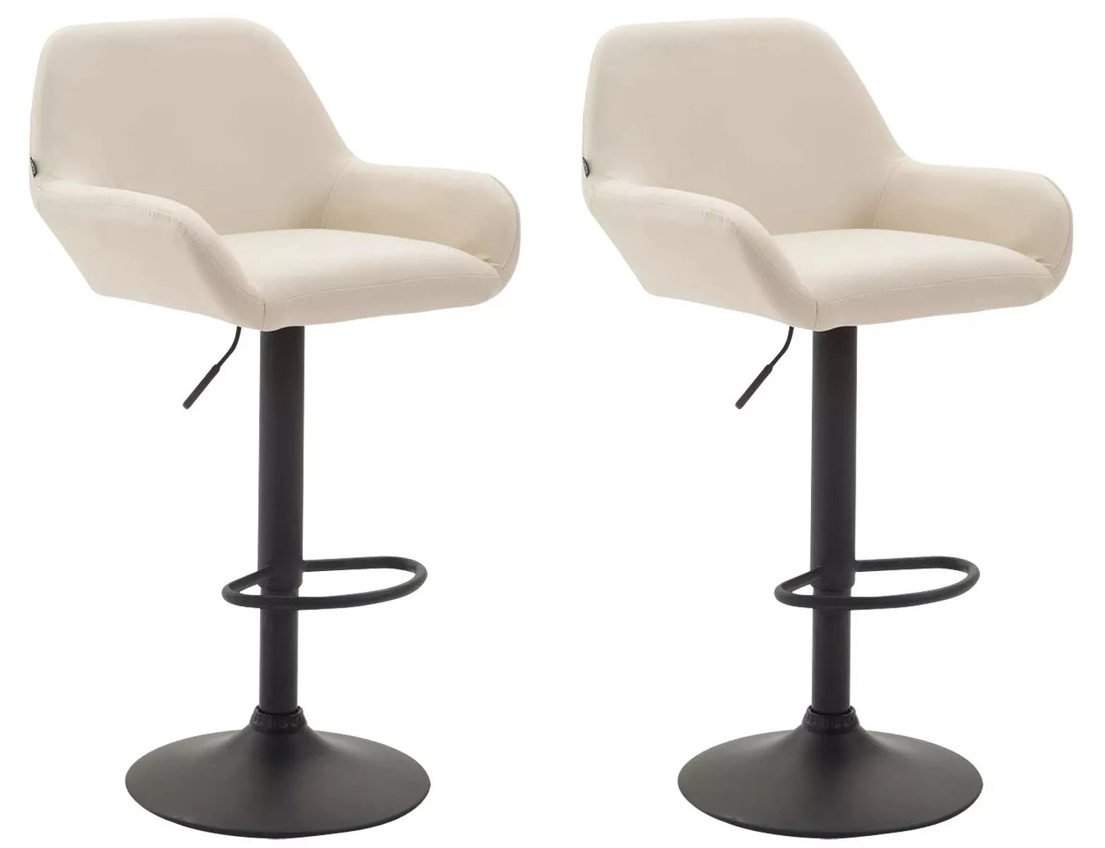 In And OutdoorMatch Luxe Barkruk Aylin - Wit - Zwart - Luxe Design - Rugleuning - Voetensteun - Voor Keuken en Bar - Gestoffeerde Zitting - Set van 2 - Imitatie Leder Barkrukken / hocker