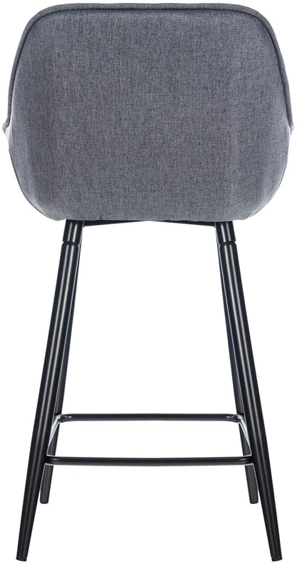 In And OutdoorMatch Luxe Barkruk Carmella - Grijs - 4-Poots Onderstel - Luxe Design - Rugleuning - Voetensteun - Voor Keuken en Bar - Gestoffeerde Zitting Barkrukken / hocker