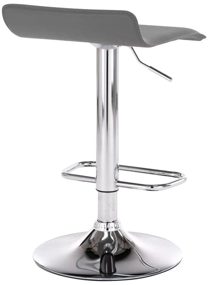 In And OutdoorMatch Luxe Barkruk Renata - Grijs - Chroom - Modern Design - Set van 2 - Voetsteun - Voor Keuken en Bar - Gestoffeerde Zitting - Imitatie Leder Barkrukken / hocker