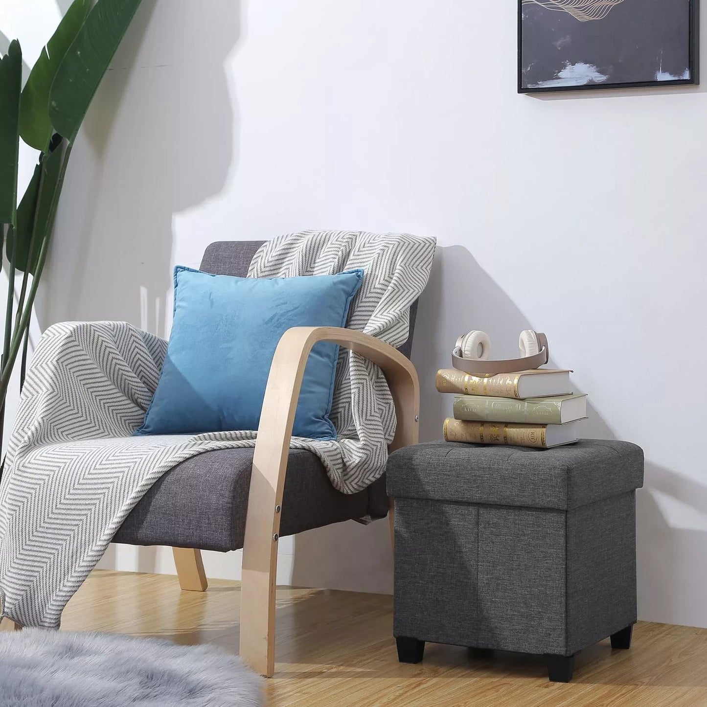 In And OutdoorMatch Luxe voetenbank met opbergruimte Rixxo - Voetenbank - Opbergdoos hocker - Zitkist met deksel - Grijs - 38x38x40cm Hocker / Poef