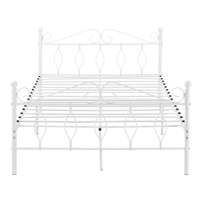 In And OutdoorMatch Metalen Bed Jazmyne - Staal - Met Bedbodem - 140x200 cm - Wit - Snelle montage bed twee personen