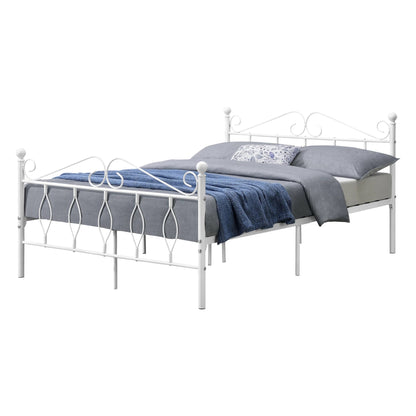 In And OutdoorMatch Metalen Bed Jazmyne - Staal - Met Bedbodem - 140x200 cm - Wit - Snelle montage bed twee personen