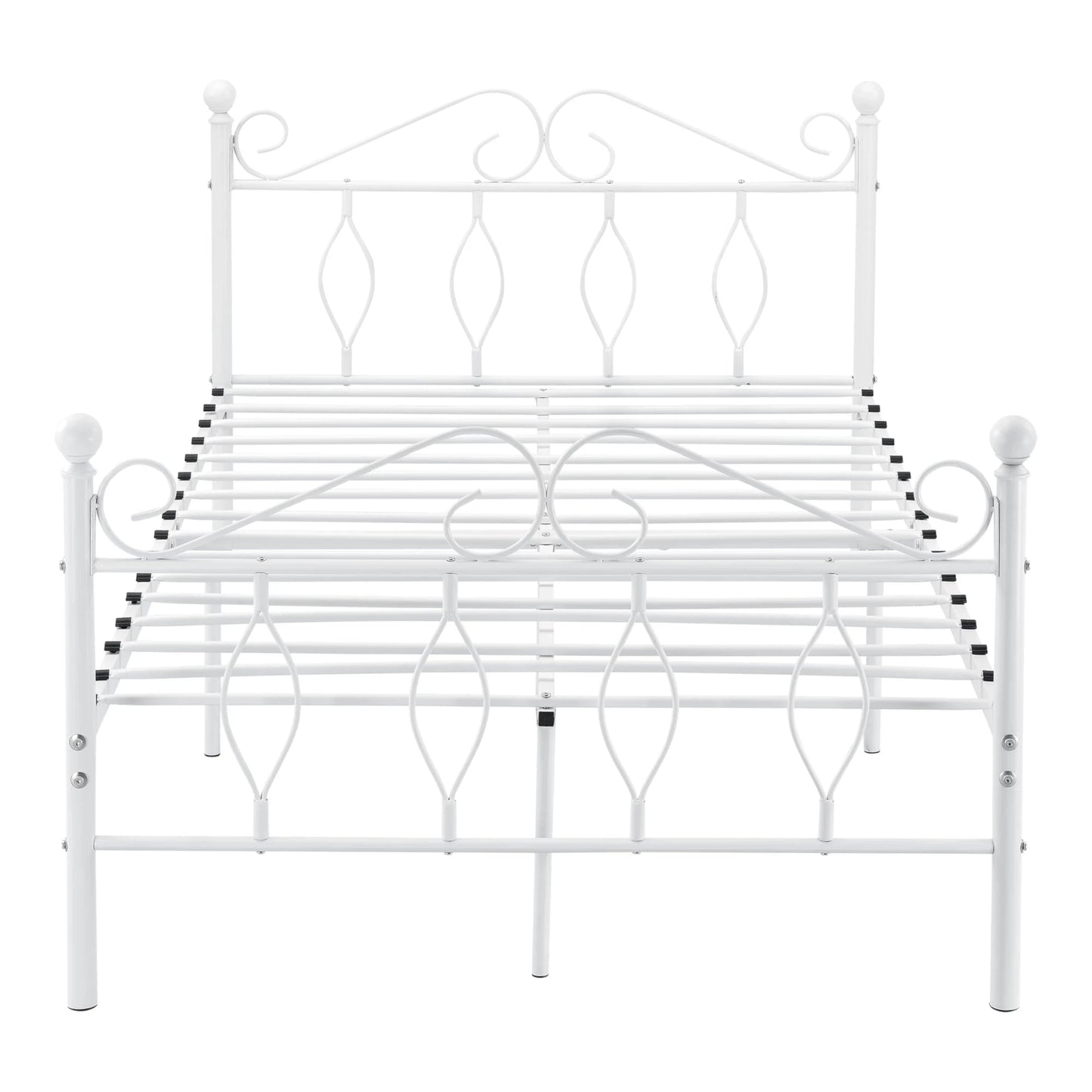 In And OutdoorMatch Metalen Bed Mabelle - Staal - Met Bedbodem - 120x200 cm - Wit - Snelle Montage Eén persoon slapen
