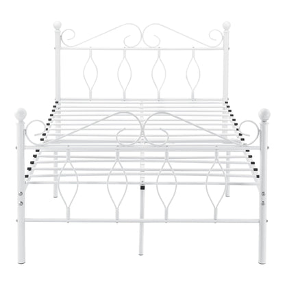 In And OutdoorMatch Metalen Bed Mabelle - Staal - Met Bedbodem - 120x200 cm - Wit - Snelle Montage Eén persoon slapen
