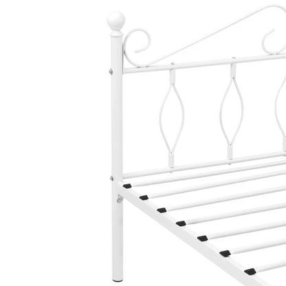In And OutdoorMatch Metalen Bed Mabelle - Staal - Met Bedbodem - 120x200 cm - Wit - Snelle Montage Eén persoon slapen