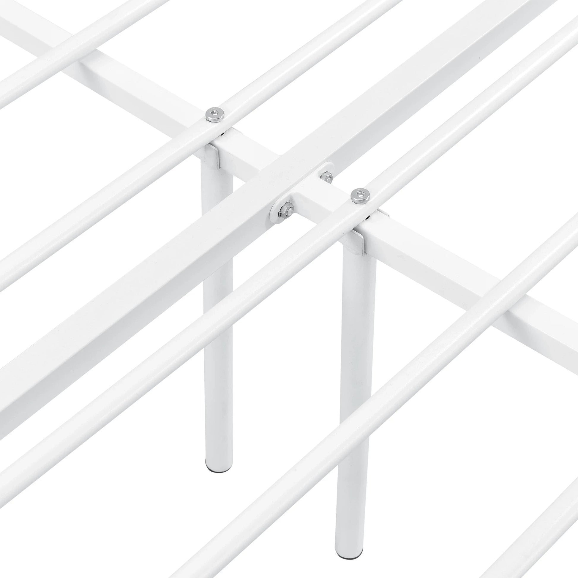 In And OutdoorMatch Metalen Bed Mabelle - Staal - Met Bedbodem - 120x200 cm - Wit - Snelle Montage Eén persoon slapen