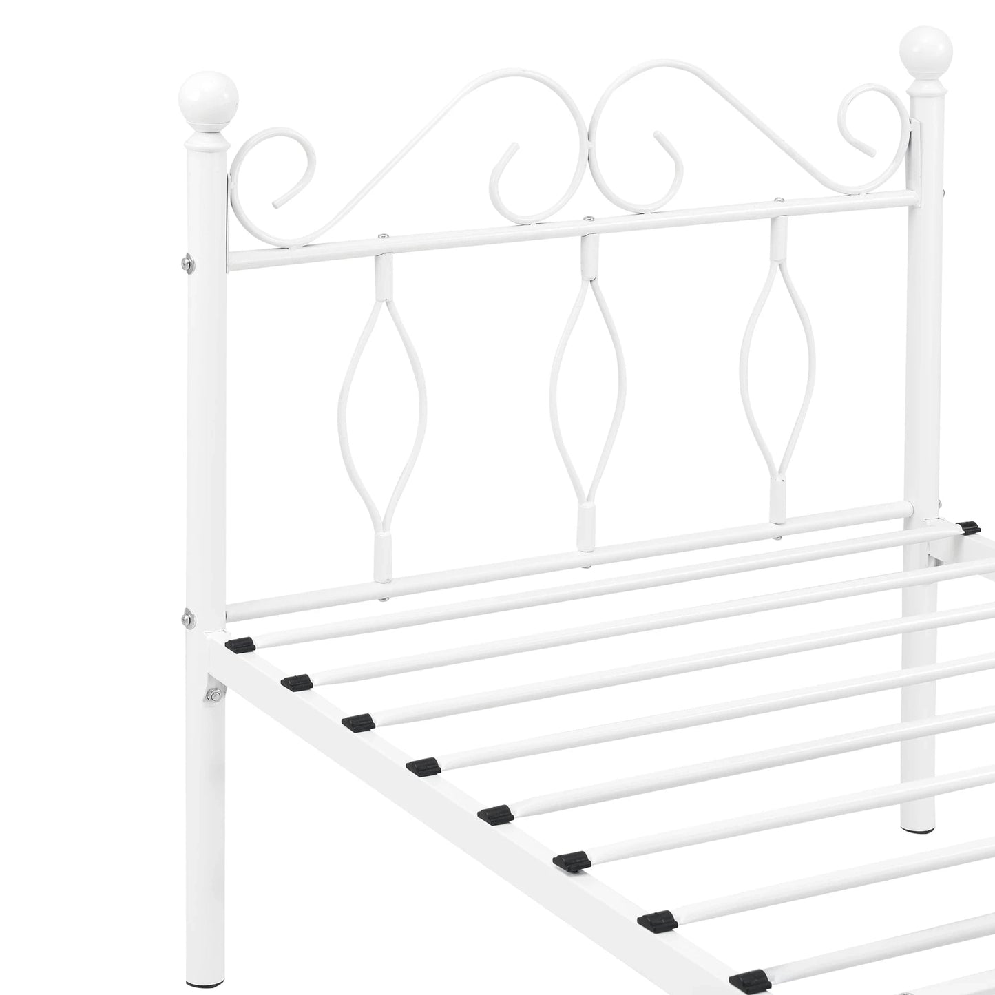 In And OutdoorMatch Metalen Bed Yvonne - Staal - Met Bedbodem - 90x200 cm - Wit - Snelle Montage Eén persoon slapen