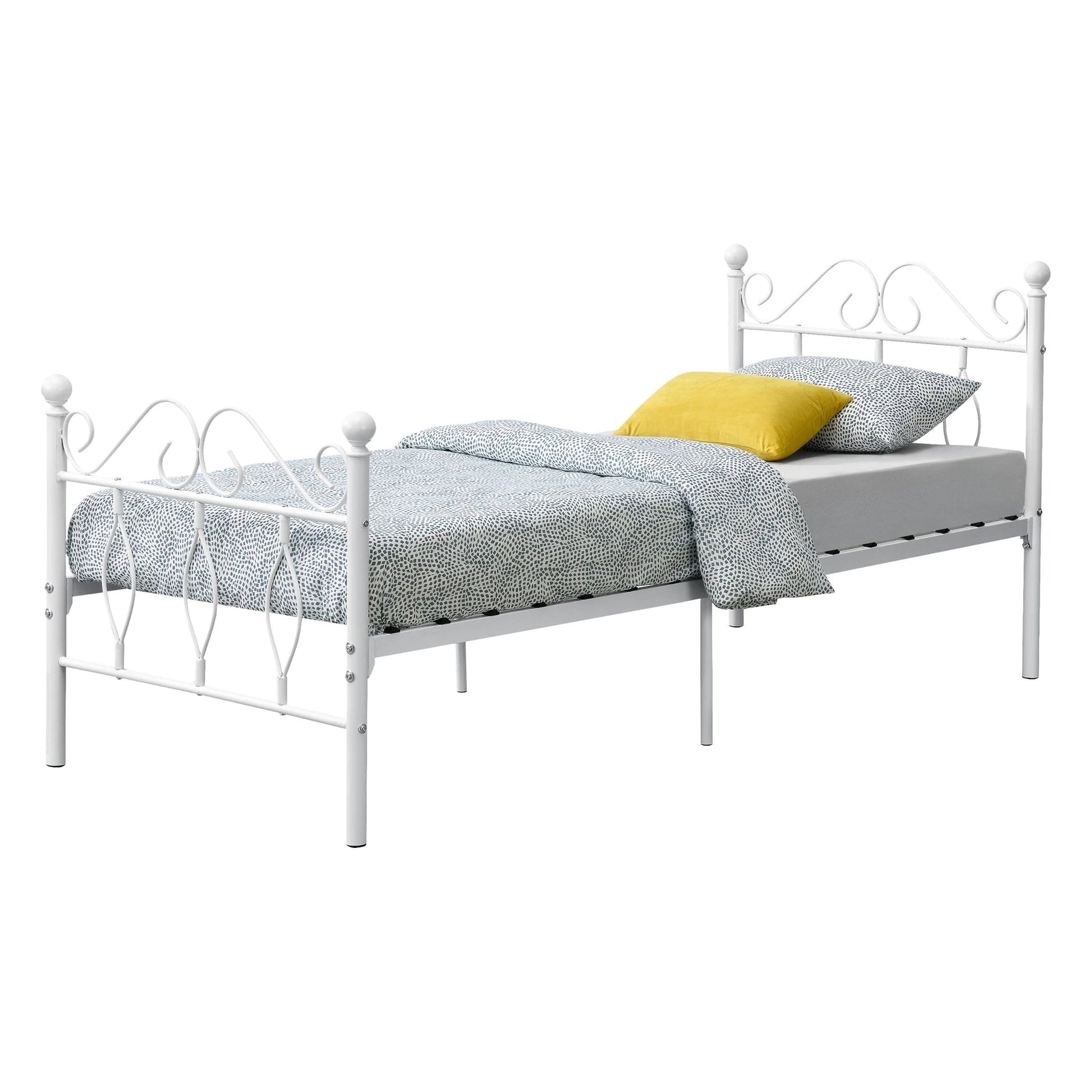 In And OutdoorMatch Metalen Bed Yvonne - Staal - Met Bedbodem - 90x200 cm - Wit - Snelle Montage Eén persoon slapen