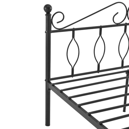 In And OutdoorMatch Metalen Bedframe Candice - Staal - Met Bedbodem - Zwart - 140x200 cm - Snelle Montage Eén persoon slapen
