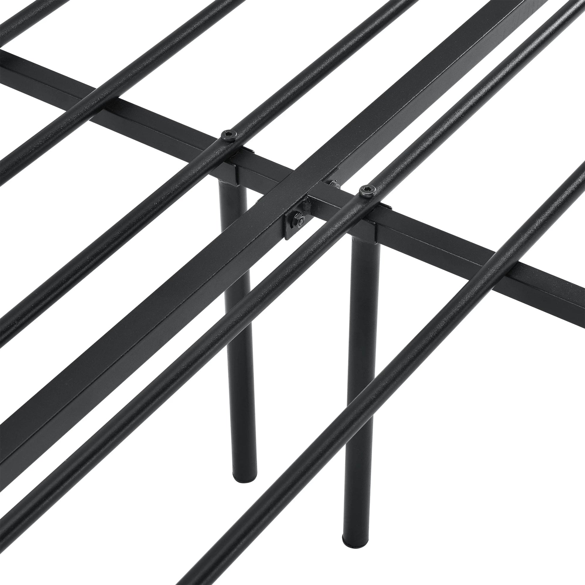 In And OutdoorMatch Metalen Bedframe Candice - Staal - Met Bedbodem - Zwart - 140x200 cm - Snelle Montage Eén persoon slapen