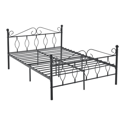 In And OutdoorMatch Metalen Bedframe Candice - Staal - Met Bedbodem - Zwart - 140x200 cm - Snelle Montage Eén persoon slapen