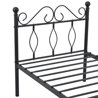 In And OutdoorMatch Metalen Bedframe Elfrieda - Staal - Met Bedbodem - Zwart - 90x200 cm - Snelle Montage Eén persoon slapen