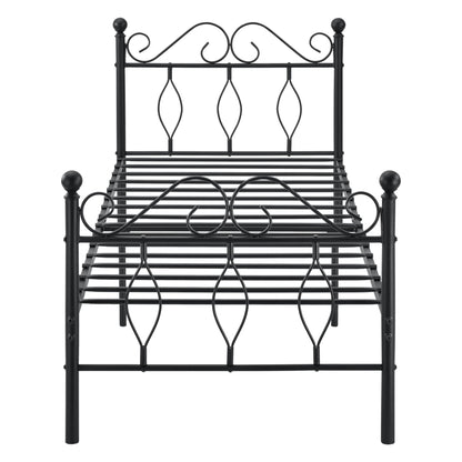 In And OutdoorMatch Metalen Bedframe Elfrieda - Staal - Met Bedbodem - Zwart - 90x200 cm - Snelle Montage Eén persoon slapen