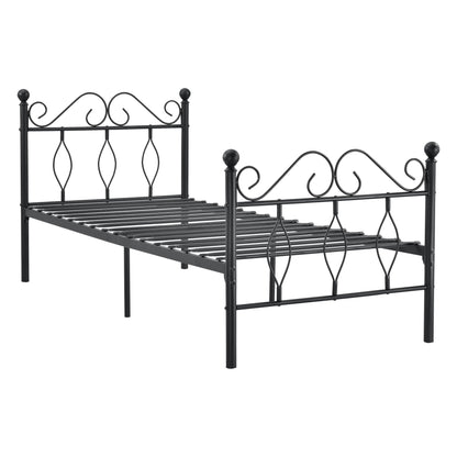 In And OutdoorMatch Metalen Bedframe Elfrieda - Staal - Met Bedbodem - Zwart - 90x200 cm - Snelle Montage Eén persoon slapen