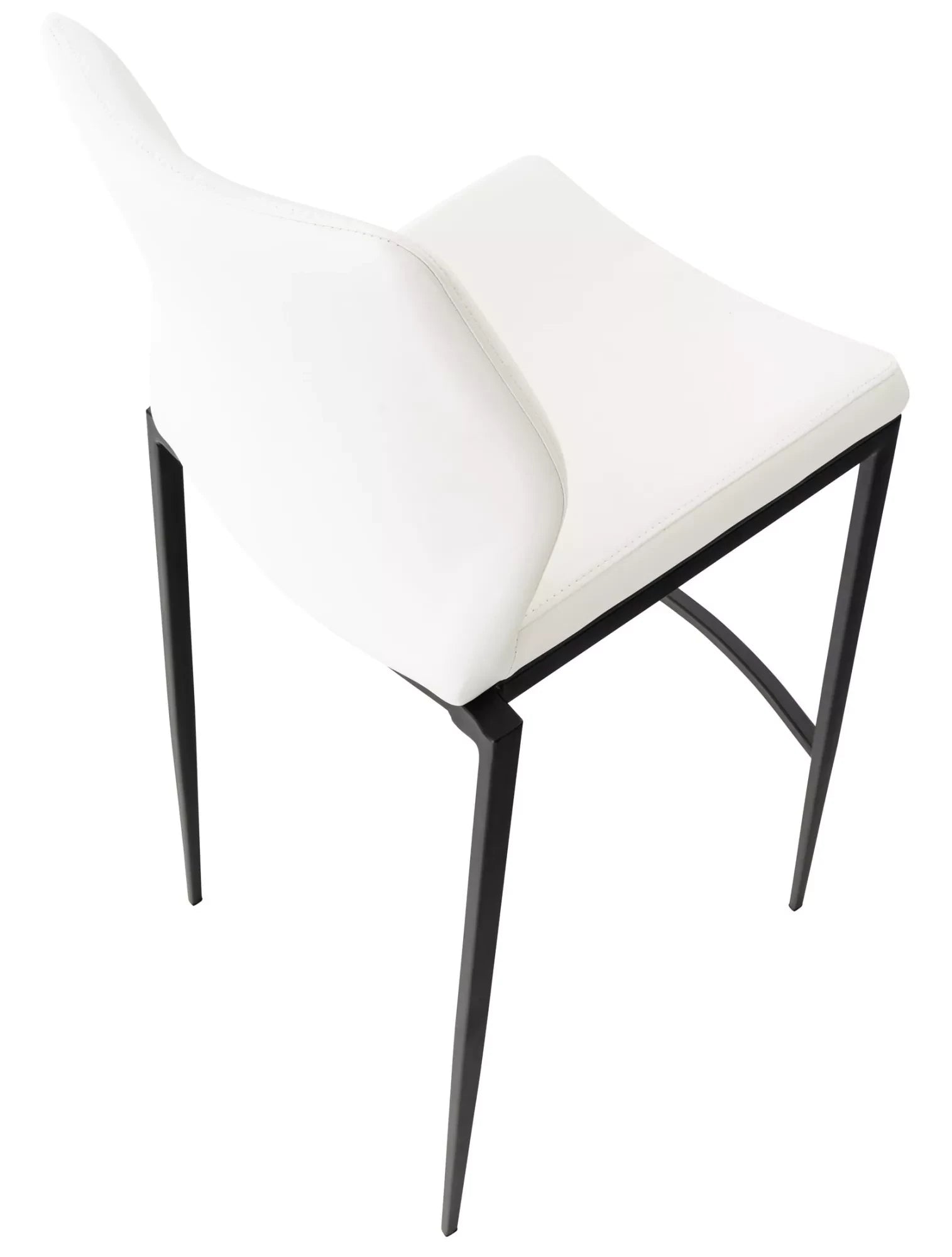 In And OutdoorMatch Moderne Barkruk Alda - Wit - Zwart - Luxe Design - Rugleuning - Voetensteun - Voor Keuken en Bar - Gestoffeerde Zitting - Imitatie Leder Barkrukken / hocker