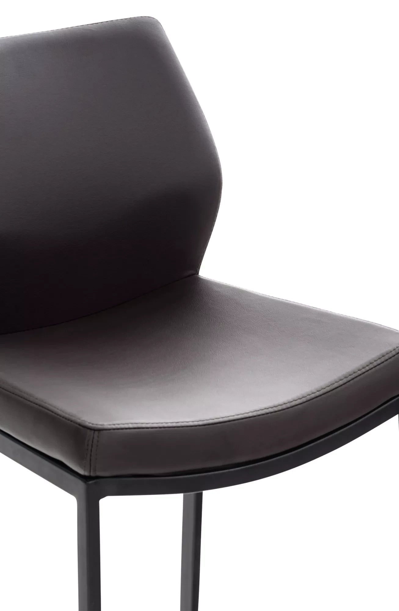 In And OutdoorMatch Moderne Barkruk Justus - Bruin - Zwart - Luxe Design - Rugleuning - Voetensteun - Voor Keuken en Bar - Gestoffeerde Zitting - Imitatie Leder Barkrukken / hocker