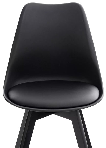 In And OutdoorMatch Moderne Stoel Anastasia - Zwart - Luxe Design - Kunststof - Voor Keuken en Bar - Rugleuning - Gestoffeerde Zitting Eetkamerstoel