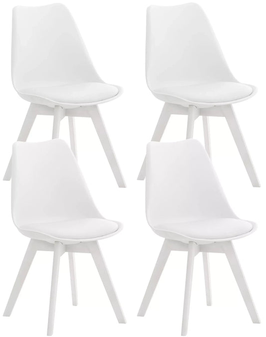 In And OutdoorMatch Moderne Stoel Ramon - Wit - Luxe Design - Kunststof - Voor Keuken en Bar - Rugleuning - Gestoffeerde Zitting Eetkamerstoel