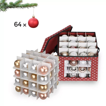 In And OutdoorMatch Opbergdozen Kaleigh - set van 3 - opvouwbare dozen - voor kerstversiering - elk 64 kleine vakken - flexibele verdelers - 30,5x30,5x30,5cm - rood Opslagruimte