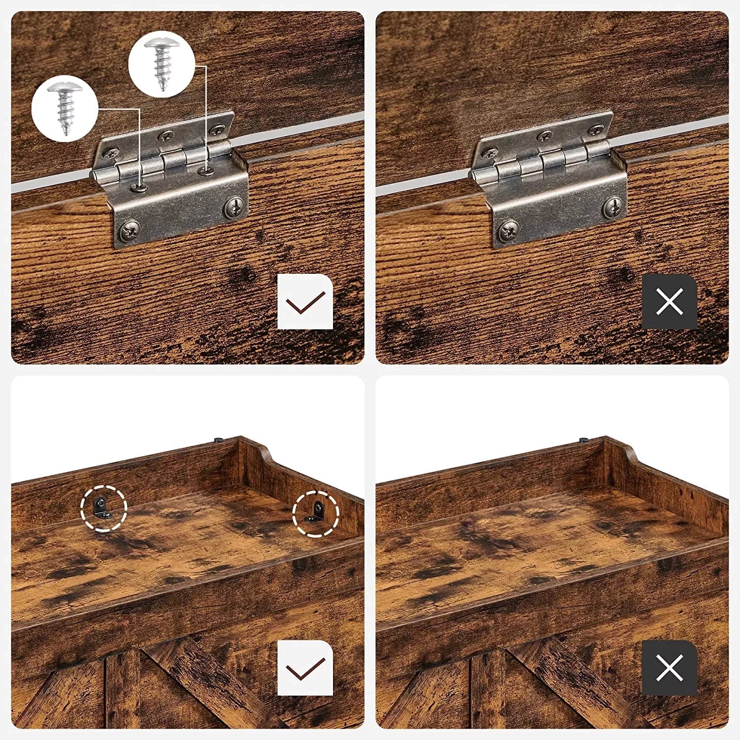 In And OutdoorMatch Opbergkast Robin - Speelgoedkist - Schoenenbank - Zitkist - Opbergdoos - Bank met opbergruimte - Landelijke Stijl - Veiligheidsscharnieren - 100x40x46cm - Vintage Bruin Opslagruimte