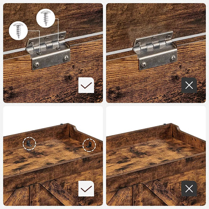 In And OutdoorMatch Opbergkast Robin - Speelgoedkist - Schoenenbank - Zitkist - Opbergdoos - Bank met opbergruimte - Landelijke Stijl - Veiligheidsscharnieren - 100x40x46cm - Vintage Bruin Opslagruimte