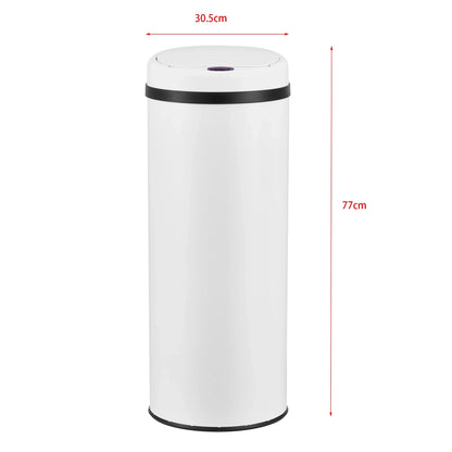 In And OutdoorMatch Prullenbak Pasquale - Met Sensor - 77xØ30,5 cm - 47 liter - Wit - Afneembaar en Waterdicht Deksel Afvalbak