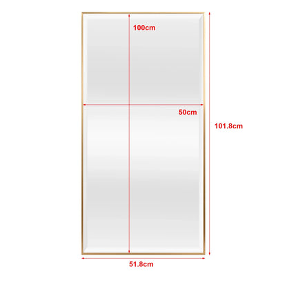In And OutdoorMatch Rechthoekige Spiegel Nila - Hangende Spiegel - 101,8x51,8cm - Goudkleurig - Passpiegel - Luxe Design Muur spiegel