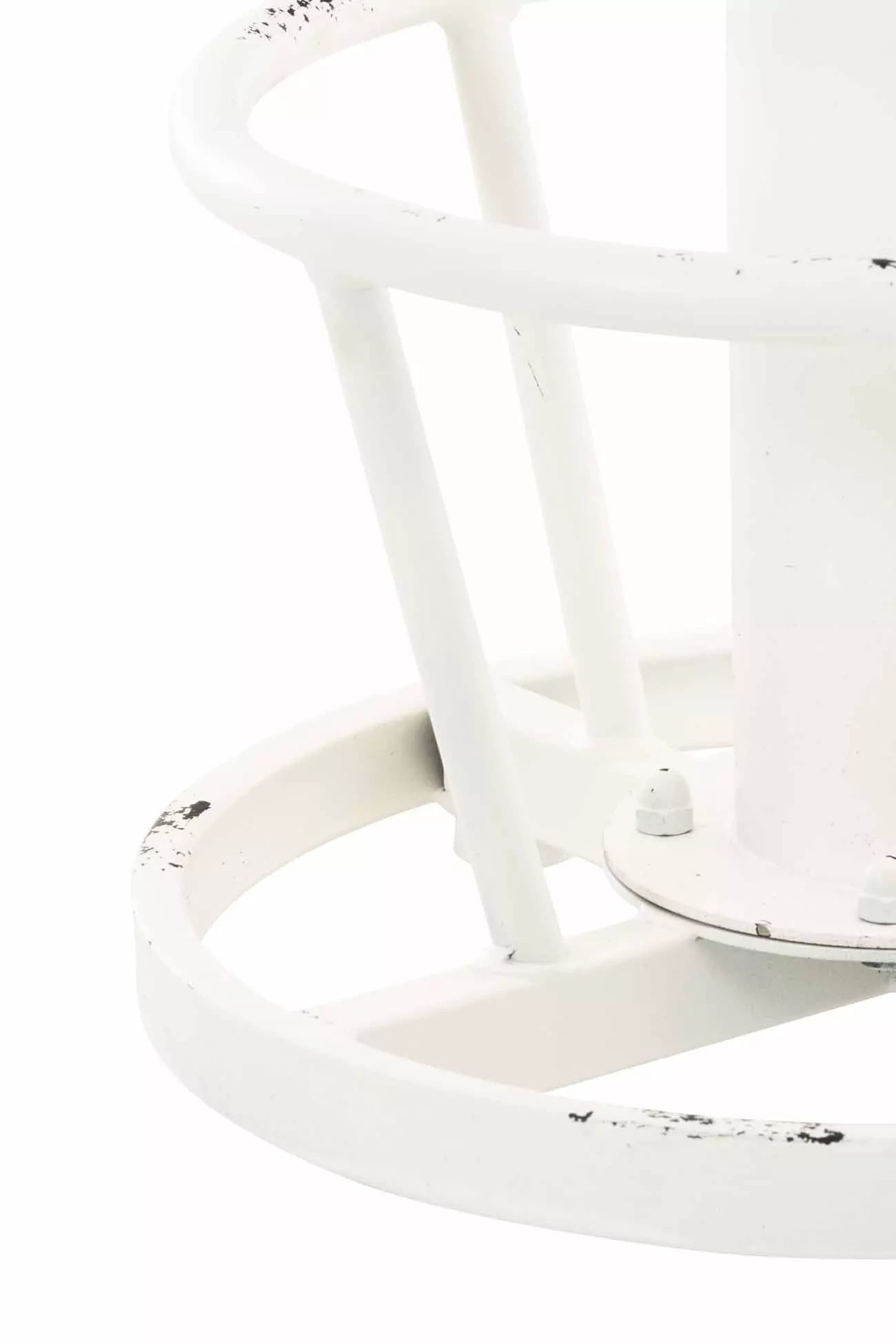 In And OutdoorMatch Rustieke Barkruk Emelie - Wit/Bruin - Hout - Industrieel Design - Voor Keuken en Bar - Houten Zitting Barkrukken / hocker