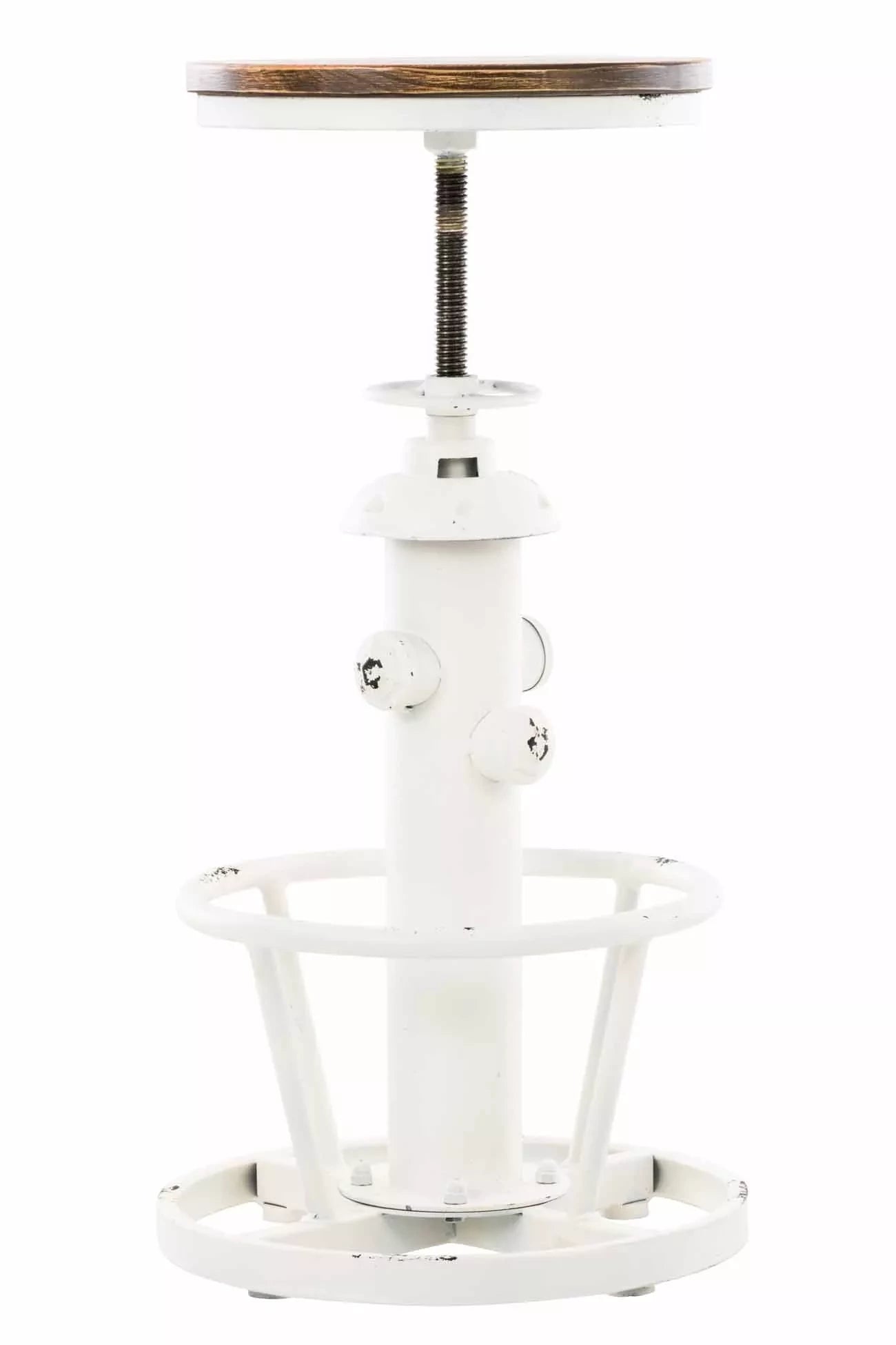 In And OutdoorMatch Rustieke Barkruk Emelie - Wit/Bruin - Hout - Industrieel Design - Voor Keuken en Bar - Houten Zitting Barkrukken / hocker