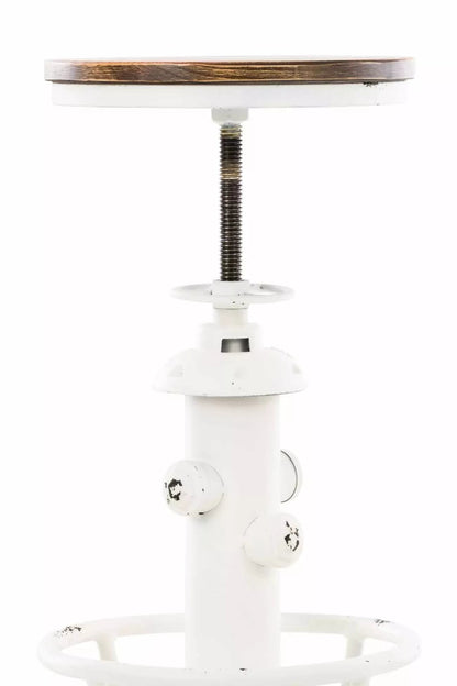 In And OutdoorMatch Rustieke Barkruk Emelie - Wit/Bruin - Hout - Industrieel Design - Voor Keuken en Bar - Houten Zitting Barkrukken / hocker