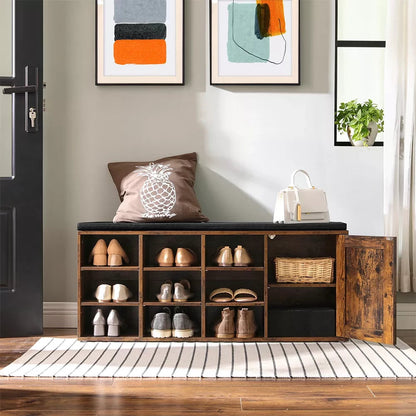 In And OutdoorMatch Schoenenbank Kara - Industrieel 10 vaks - Opbergruimte - Halbank - Opbergbank - 110x30x48cm shoe bench