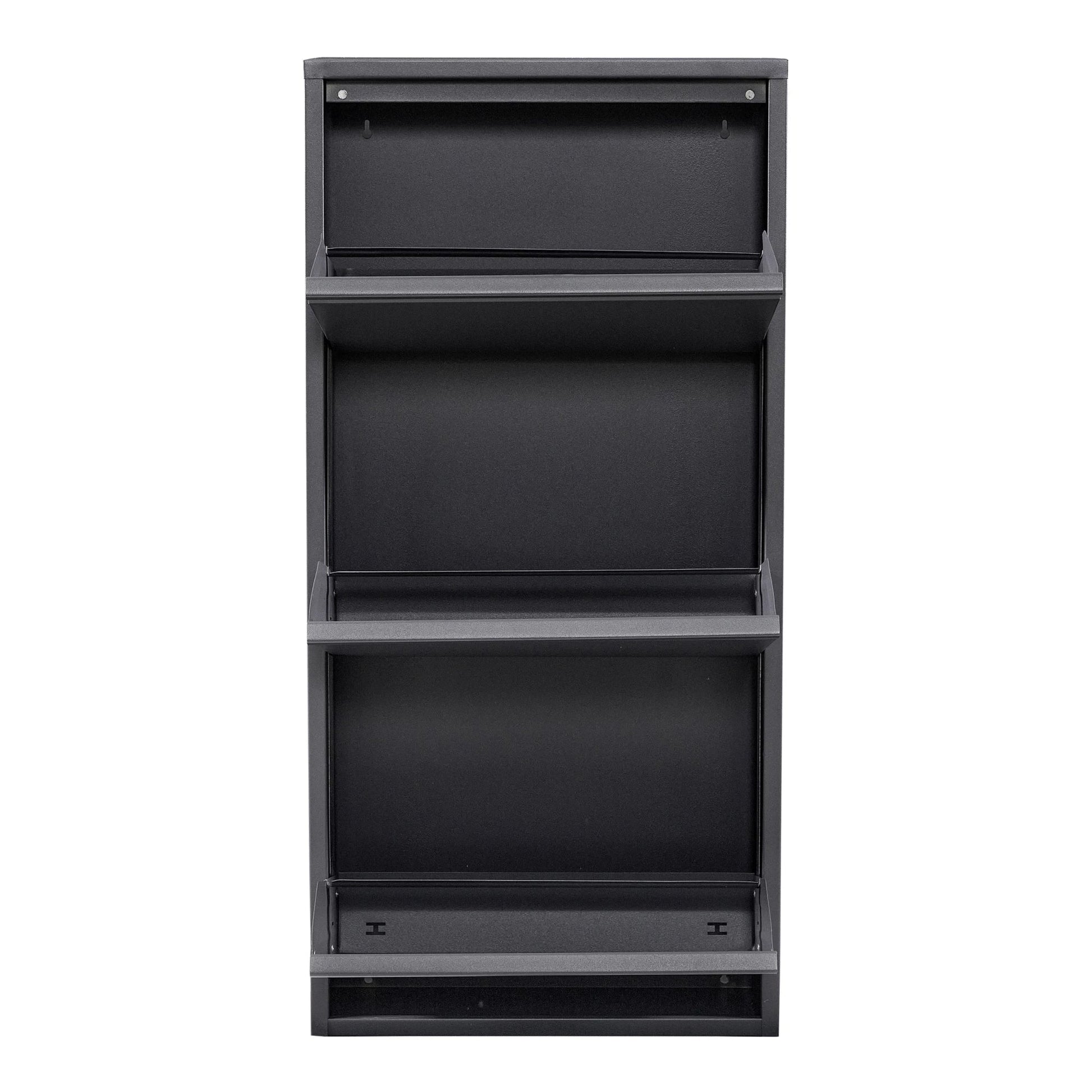In And OutdoorMatch Schoenenkast Silker - Met 3 Vouwdeuren - Grijs - Metaal - Ruimtebesparend shoe rack