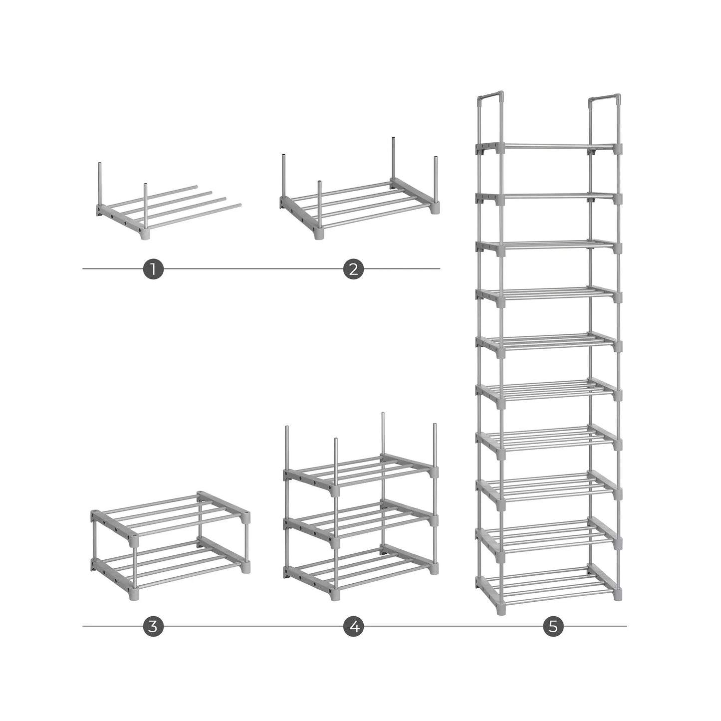 In And OutdoorMatch Schoenenrek Groot Haskell - IJzeren Schoenenrek - Staande Planken - Ruimtebesparend - Multifunctioneel - Woonkamer - Slaapkamer - Keuken - Grijs shoe rack