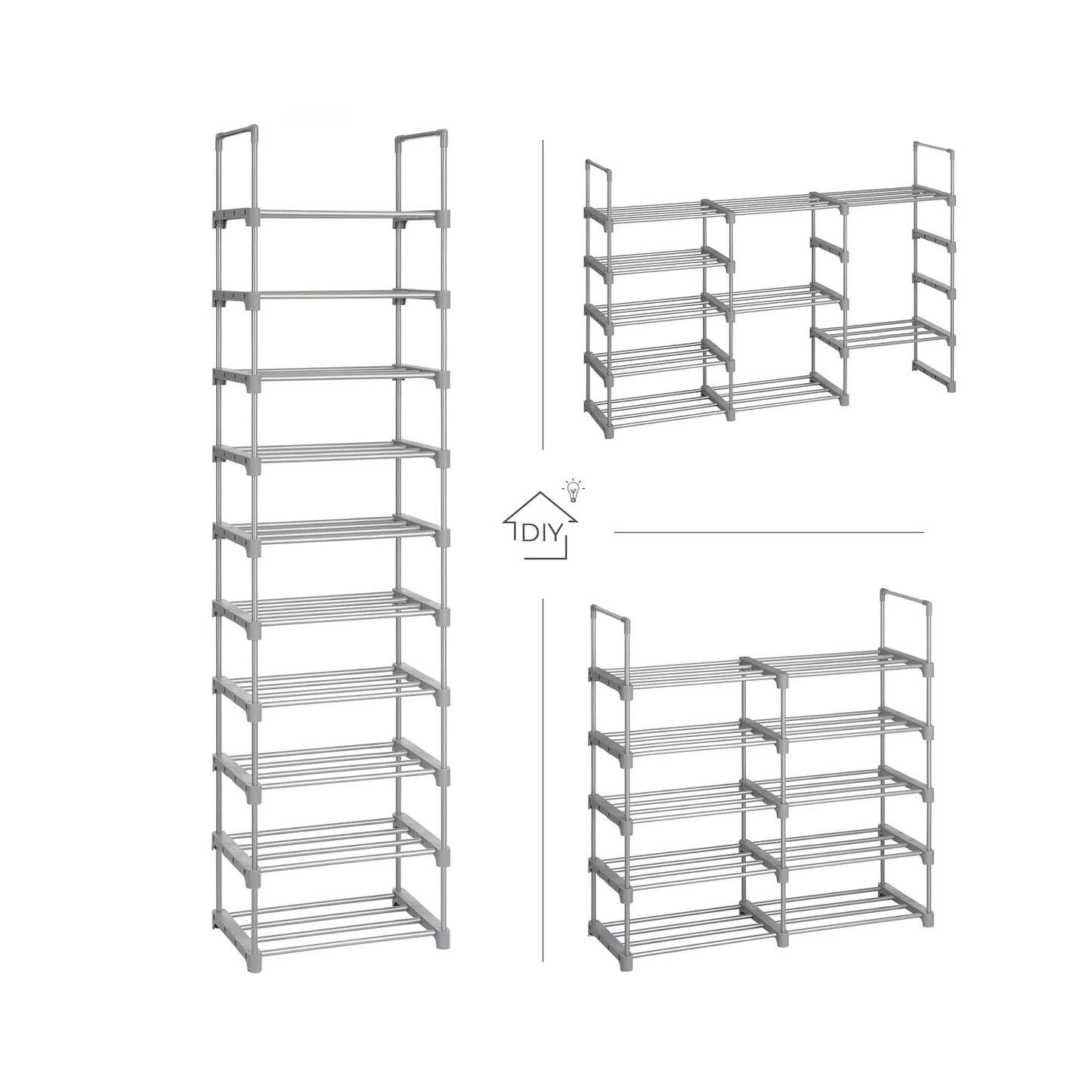 In And OutdoorMatch Schoenenrek Groot Haskell - IJzeren Schoenenrek - Staande Planken - Ruimtebesparend - Multifunctioneel - Woonkamer - Slaapkamer - Keuken - Grijs shoe rack
