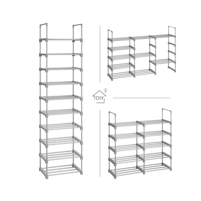 In And OutdoorMatch Schoenenrek Groot Haskell - IJzeren Schoenenrek - Staande Planken - Ruimtebesparend - Multifunctioneel - Woonkamer - Slaapkamer - Keuken - Grijs shoe rack