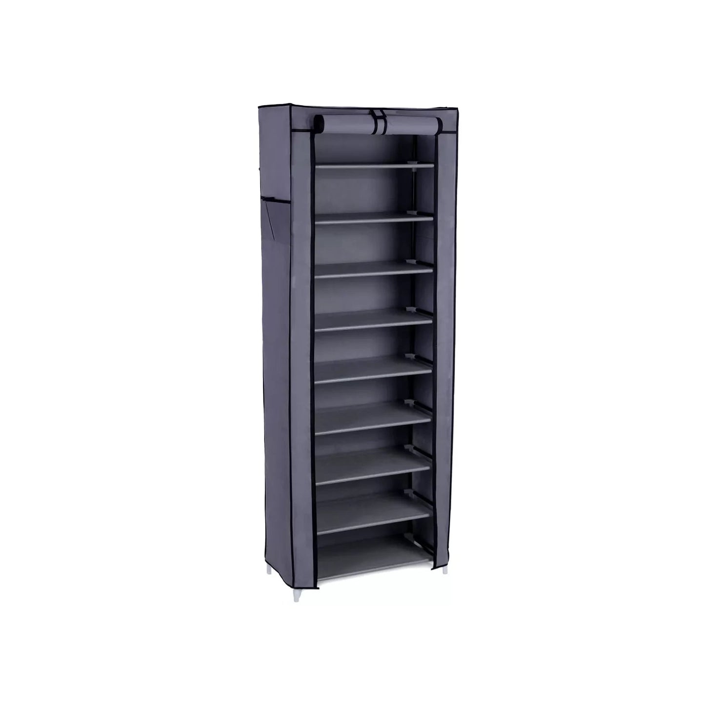 In And OutdoorMatch Schoenenrek Rafaela - Met deur - 27 tot 30 paar - Waterdicht - Schoenenkast - Stalen buizen - Stofvrij - Grijs - 58x160x28 cm shoe rack