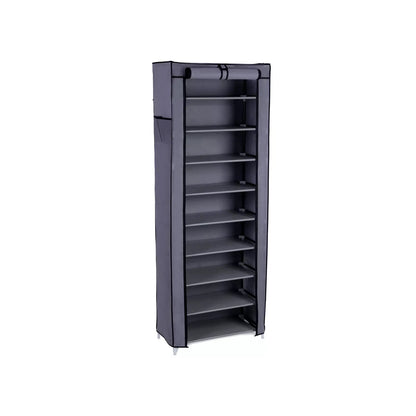 In And OutdoorMatch Schoenenrek Rafaela - Met deur - 27 tot 30 paar - Waterdicht - Schoenenkast - Stalen buizen - Stofvrij - Grijs - 58x160x28 cm shoe rack
