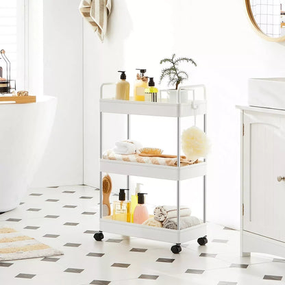 In And OutdoorMatch Serveerwagen op Danial - Wit - Serveerwagen - Barwagen - Drankenwagen - 3 dienbladen Keuken Trolley