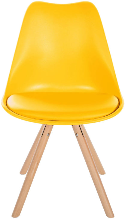 In And OutdoorMatch Stoel Albina - Geel - Kunststof met Kunstleren Zitting - Hoogwaardige Bekleding - Stijlvolle Stoel - Klassieke Look Eetkamerstoel