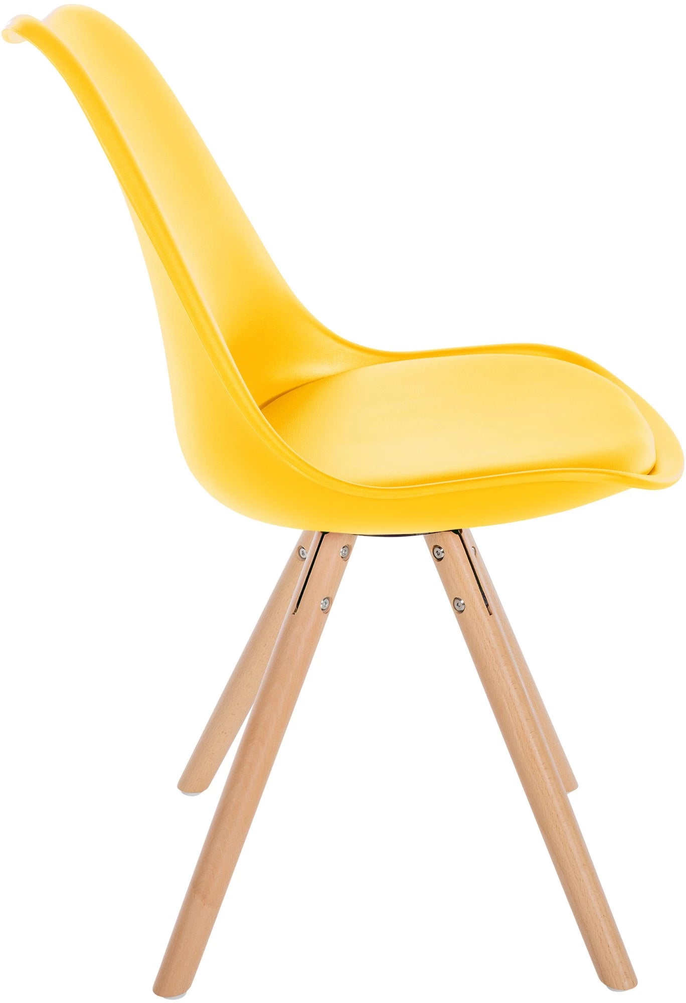 In And OutdoorMatch Stoel Albina - Geel - Kunststof met Kunstleren Zitting - Hoogwaardige Bekleding - Stijlvolle Stoel - Klassieke Look Eetkamerstoel