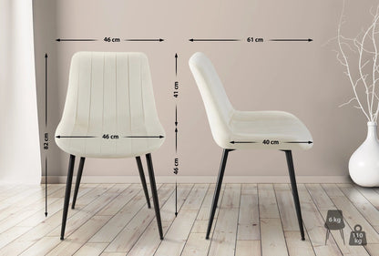 In And OutdoorMatch Stoel Alex - Crème - Fluweel - Hoge kwaliteit bekleding - Stijlvolle stoel - Luxe uitstraling Eetkamerstoel