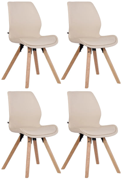 In And OutdoorMatch Stoel Allen - Beige - Set van 4 - Kunstleer - Hoogwaardige bekleding - Stijlvolle stoel - Luxe uitstraling Eetkamerstoel