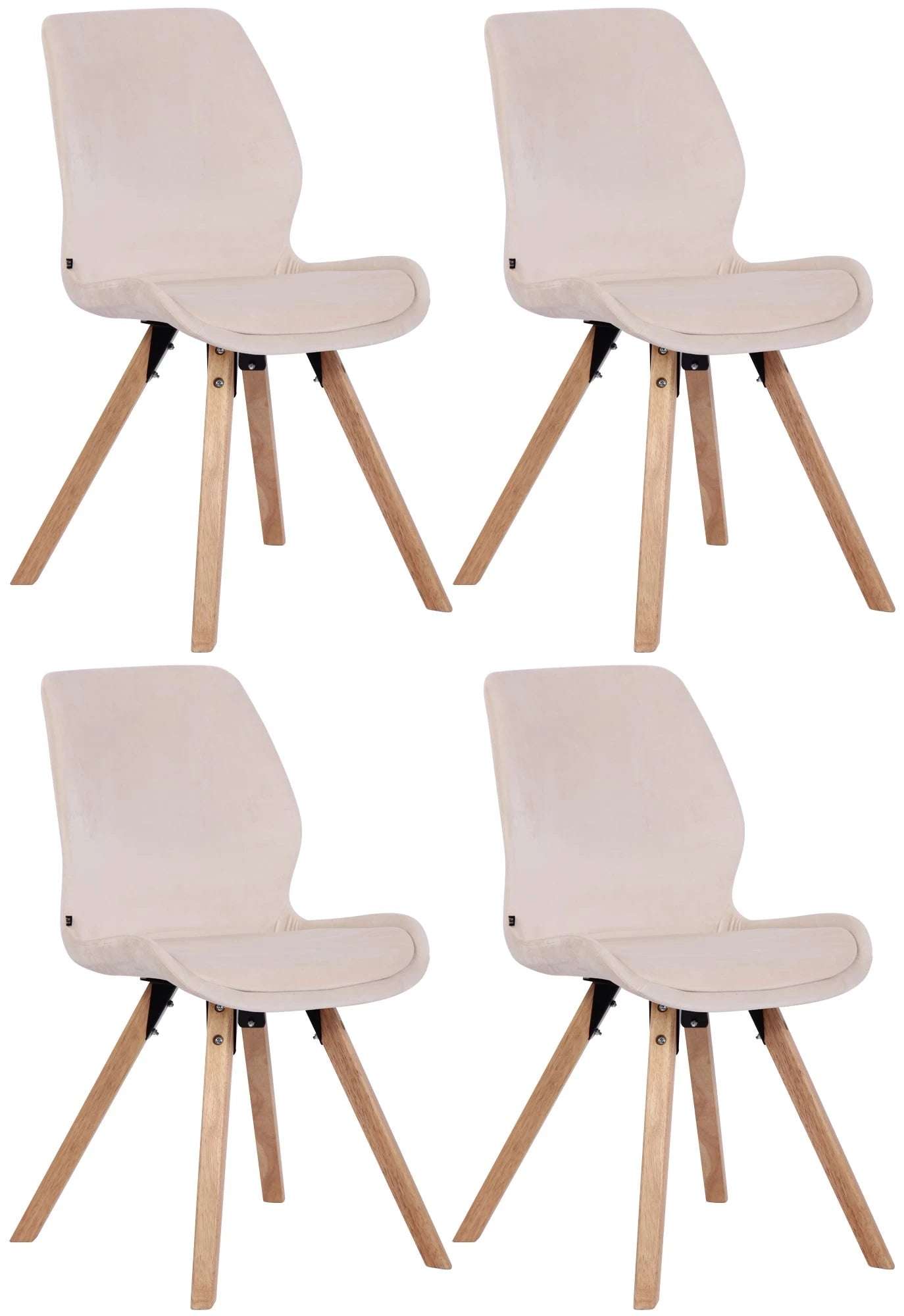 In And OutdoorMatch Stoel Annora - Crème - Set van 4 - Fluweel - Hoogwaardige bekleding - Stijlvolle stoel - Luxe uitstraling Eetkamerstoel