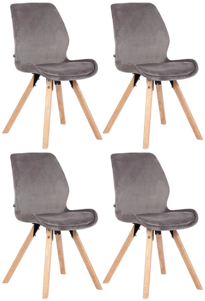 In And OutdoorMatch Stoel Brooklyn - Grijs - Set van 4 - Fluweel - Hoge kwaliteit bekleding - Stijlvolle stoel - Luxe uitstraling Eetkamerstoel