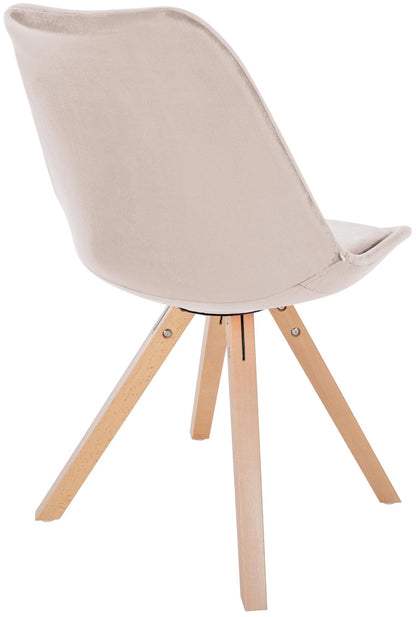 In And OutdoorMatch Stoel Celeste - Beige en Hout - Fluweel - Comfortabele zit - Hoogwaardige bekleding - Stijlvolle stoel - Klassieke uitstraling Eetkamerstoel